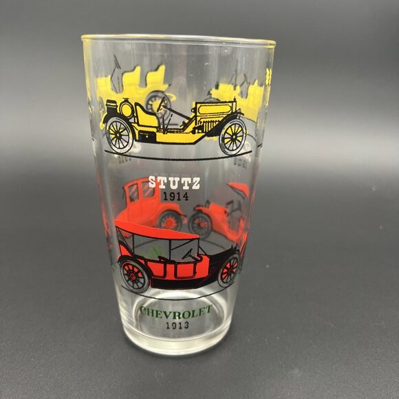 Vtg Classic Car Drinking Glass Stutz Chevrolet Ford Buick Studebaker Hudson 24oz - Picture 2 of 11